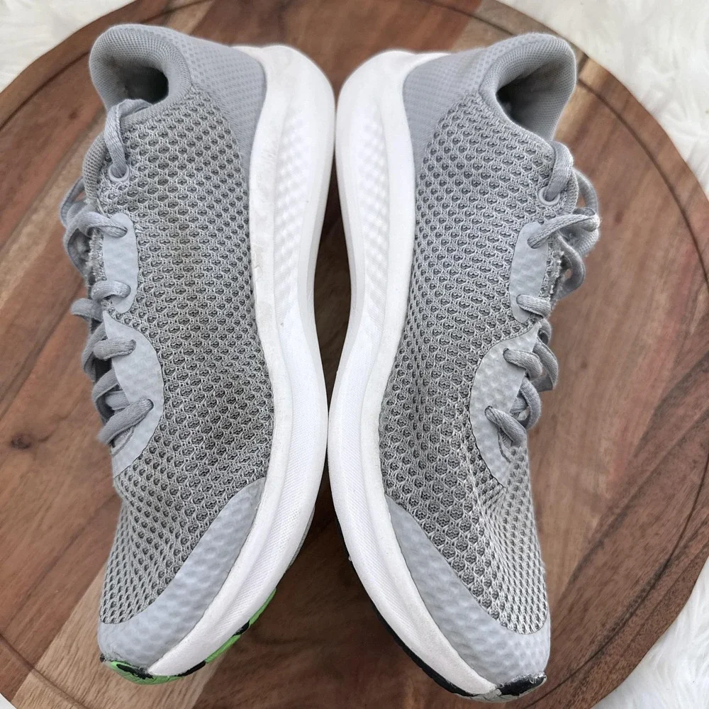 Under Armour Charged Pursuit 2 Youth Running Shoes Grey Neon Green 5.5Y 3024987